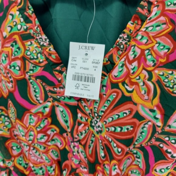 J. Crew Ruffle V-neck mini dress Floral Size 4 - Picture 10 of 11
